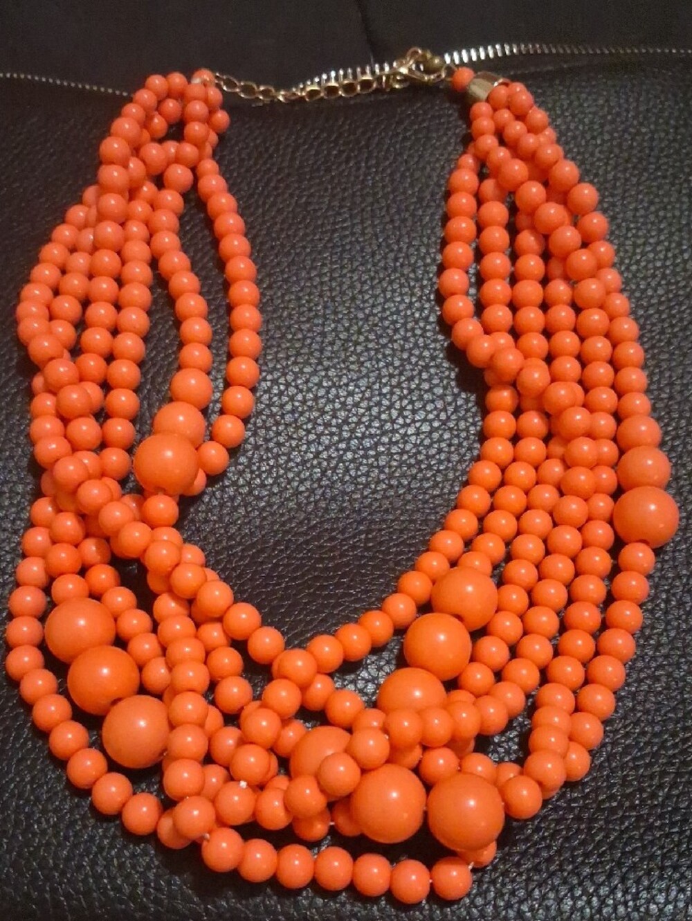 Multi-Strand Orange Beaded Statement Necklace - Picture 5 of 5